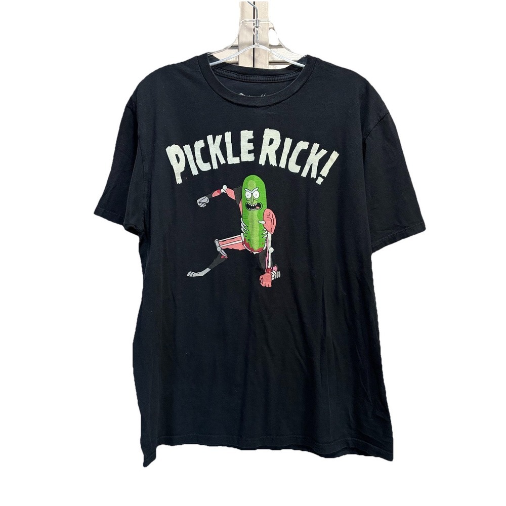 Rick And Morty Graphic Print "Pickle Rick" Short Sleeve Shirt Size L Cotton‎